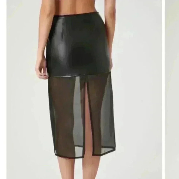 NWOT Forever 21 Sheer Faux Leather Midi Skirt Jr. Size Medium - Picture 5 of 14